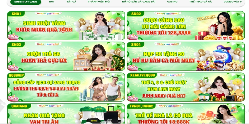 Sinh nhật Vàng QQ88 hàng ngàn quà tặng tri ân mỗi ngày